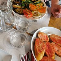 Grilled vegetables and tomato bread at Losai in Cadaques