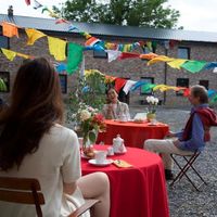 Nice outdoor sitting  at Tibetan Convention Tea House in Florennes