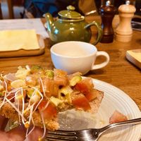 lovely bruschetta with avocado   at Tibetan Convention Tea House in Florennes