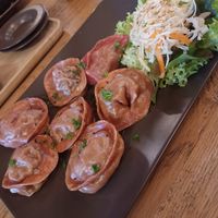 Vegan momo's 'dawa' at Tibetan Convention Tea House in Florennes