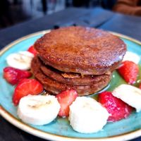 Pancakes with strawberries and banana at Pancake District in Dordrecht