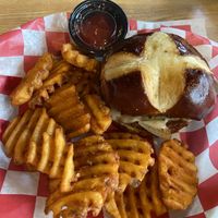 Superbad burger - jalapenos and pepper jack  at Twisted Plants in Milwaukee