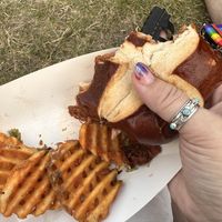 How high jack fruit with slaw & fries. It was so good, I tore into it immediately   at Twisted Plants in Milwaukee