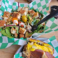 Yummy, Sausage Party, Friday Burger and Chickn Salad at Twisted Plants in Milwaukee