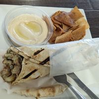 Arnabeet wrap combo with hummus and pita at Lazeez in Allentown