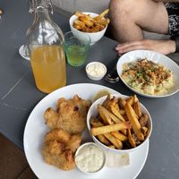  vegan fish and chips + homemade kombucha   at Turquoise in Wicklow