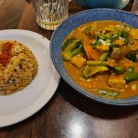 Peanut Satay with Seaweed rice at Plants of Roselyn in South East London