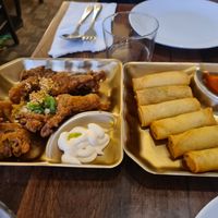 Oyster mushrooms and spring rolls at Plants of Roselyn in South East London