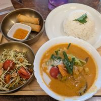Lunch platter (pineapple curry) at Plants of Roselyn in South East London