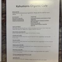 menu  at Kahumana Organic Farm and Cafe in Waianae