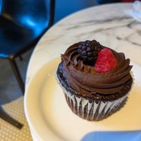 Vegan chocolate cupcake at Old Europe Pastries in Asheville