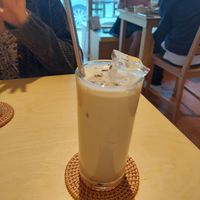 Lavender chai latte at Rooted 루티드 in Seoul