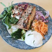 Tofu "Salmon" green curry bowl at Rooted 루티드 in Seoul