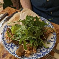 Rice, lentils and aubergine at Rooted 루티드 in Seoul