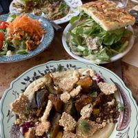 Hummus, focaccia sandwich, baba g  at Rooted 루티드 in Seoul