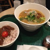 Miso ramen with smile curry side dish at T's Tantan - Tokyo JR Station in Tokyo