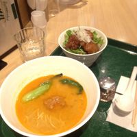 Ts ramen with soy meat side dish at T's Tantan - Tokyo JR Station in Tokyo