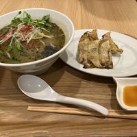 Black sesame ramen with gyoza  at T's Tantan - Tokyo JR Station in Tokyo