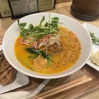 The classic one. Plus side of fake meat and side of vegan cheese (was just curious about the cheese but could have skipped it and gone for gyoza instead)  at T's Tantan - Tokyo JR Station in Tokyo