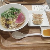 Yuzu ramen with gyozas at T's Tantan - Tokyo JR Station in Tokyo