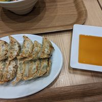 Large portion of gyoza with dip at T's Tantan - Tokyo JR Station in Tokyo