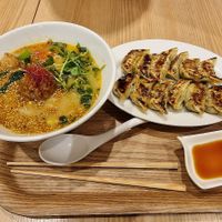 Golden Sesame Tantan + Vegetable Gyoza at T's Tantan - Tokyo JR Station in Tokyo