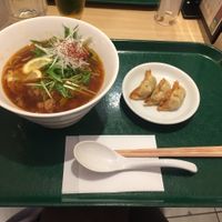 Sweet & sour + gyoza at T's Tantan - Tokyo JR Station in Tokyo