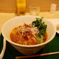 really nice food! This was the golden sesame option, and a remaining dumpling lurking in the corner at T's Tantan - Tokyo JR Station in Tokyo