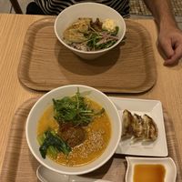 White Sesame ramen and rice bowl  at T's Tantan - Tokyo JR Station in Tokyo