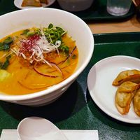 White sesame ramen with dumpling set at T's Tantan - Tokyo JR Station in Tokyo