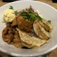Gyoza rice bowl   at T's Tantan - Tokyo JR Station in Tokyo