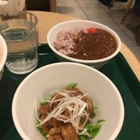 Curry and fried soy at T's Tantan - Tokyo JR Station in Tokyo