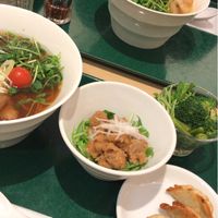 Ramen, soy meat and gyoza at T's Tantan - Tokyo JR Station in Tokyo
