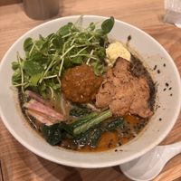 black sesame ramen  at T's Tantan - Tokyo JR Station in Tokyo