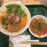Golden sesame meal with fake-meat on rice   at T's Tantan - Tokyo JR Station in Tokyo