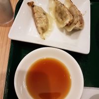 gyoza and dipping sauce at T's Tantan - Tokyo JR Station in Tokyo