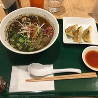 Black sesame ramen and vegan gyoza!  at T's Tantan - Tokyo JR Station in Tokyo
