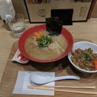 Vegan tonkatsu and soy beef meat set. at T's Tantan - Tokyo JR Station in Tokyo