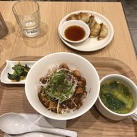 Gyozas and tofu  at T's Tantan - Tokyo JR Station in Tokyo