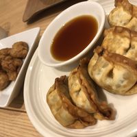 Perfect gyozas and soy meat chunks 👌🏼 at T's Tantan - Tokyo JR Station in Tokyo