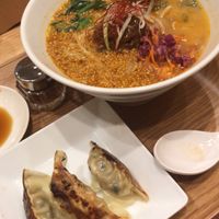 Gyoza and gold sesame ramen at T's Tantan - Tokyo JR Station in Tokyo