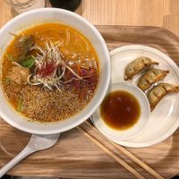Vegan Ramen and Gyozas. ☺ at T's Tantan - Tokyo JR Station in Tokyo