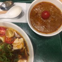 Hot and sour soup with curry side at T's Tantan - Tokyo JR Station in Tokyo