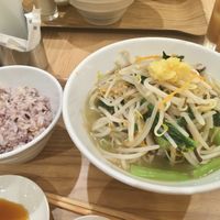 Vegetables ramen and rice at T's Tantan - Tokyo JR Station in Tokyo