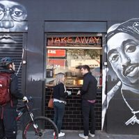 takeaway entrance  at Chip Shop in South West London