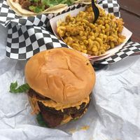 tacos, bac’n cheezburger, and mac!!! at Arlo's Food Truck - Cheerup Charlie's in Austin