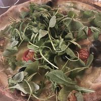 Chefs pizza with vegan mozzarella   at La Bufalina Ibiza in Ibiza