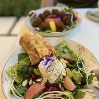 Peach and tofu ricotta salad  at Lazy Farmers in Seoul