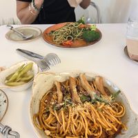 Ragu and pestò dishes.    at Lazy Farmers in Seoul