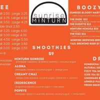 Drink menu at Sunrise Minturn in Minturn
